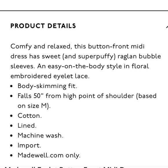 Madewell Eyelet Button-Front Midi Dress XXS‎ - Picture 7 of 7